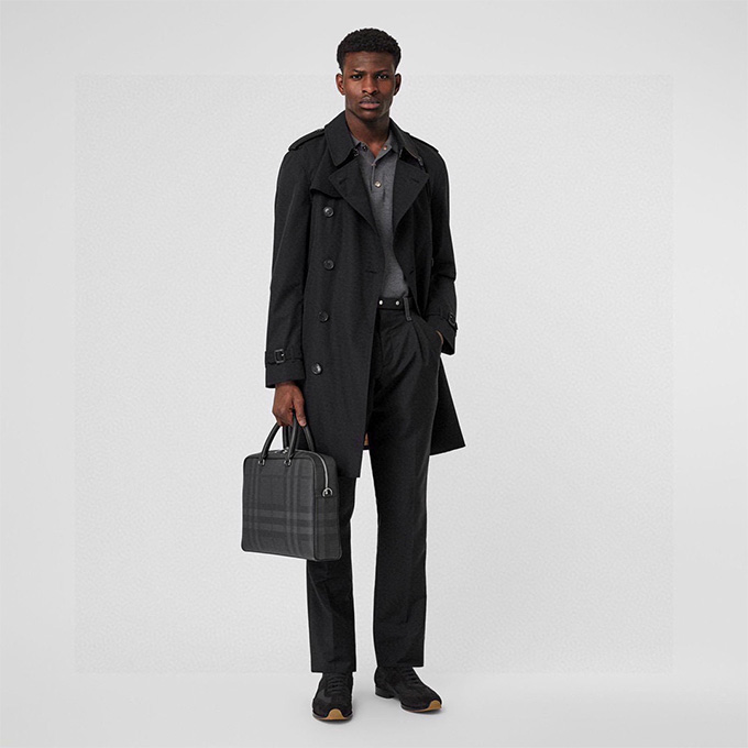 burberry london smoky check coated canvas calf leather trim business briefcase